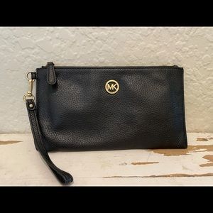 Michael Kors Black Pebbled Leather Wristlet